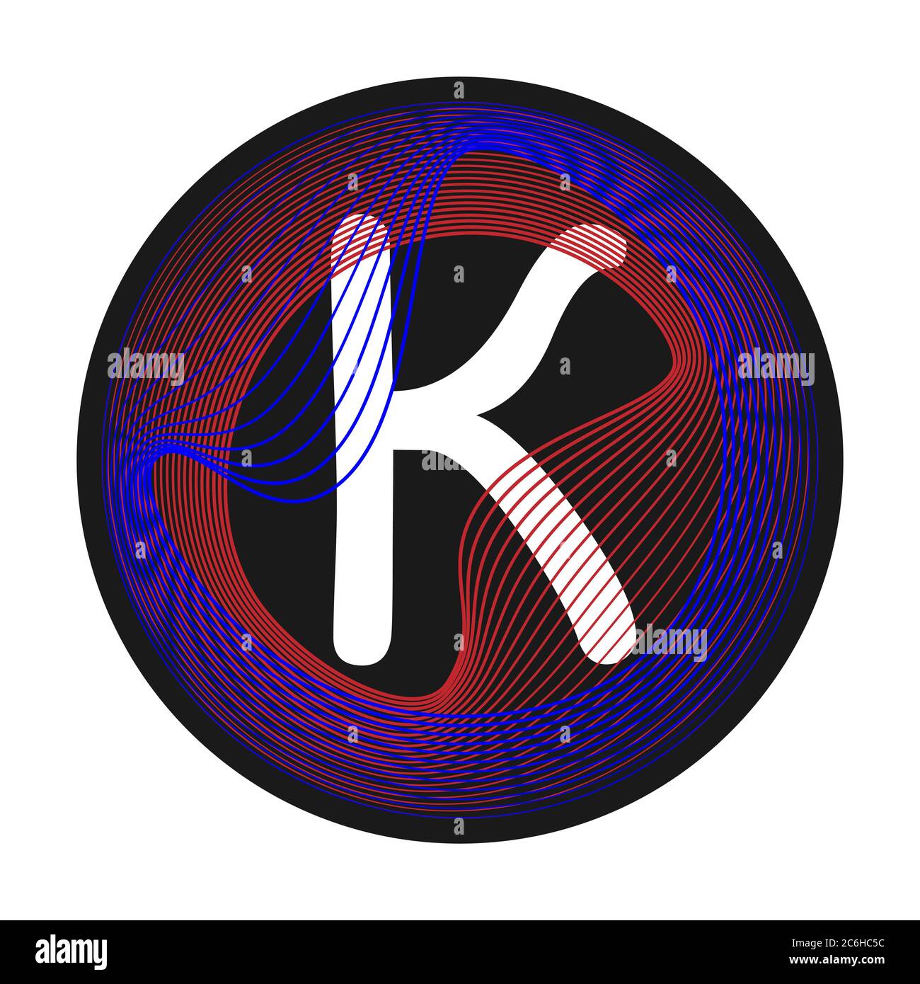 Monogram color vector frame. Logo design. Abstract letter K guilloche frame Stock Vector