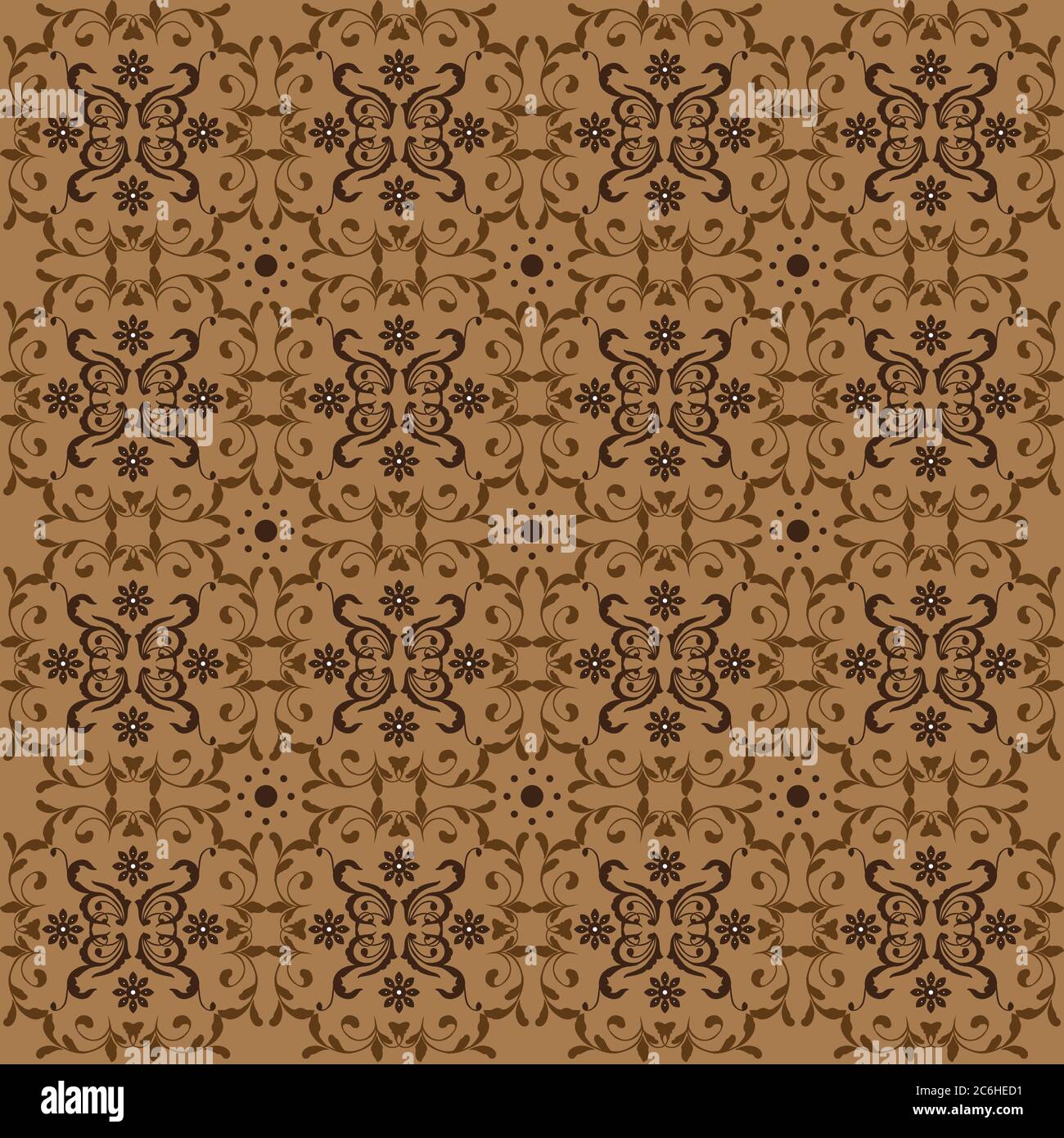 Unique flower motifs on Javanese batik design with brown color Stock ...