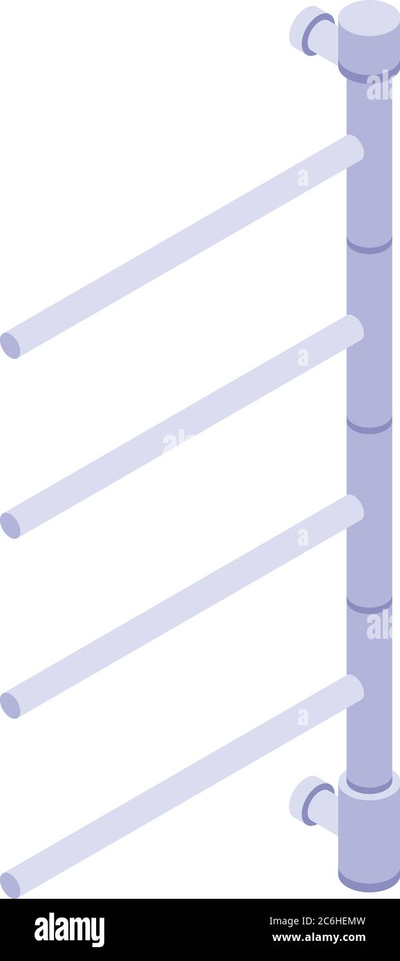 Pipe heated towel rail icon, isometric style Stock Vector
