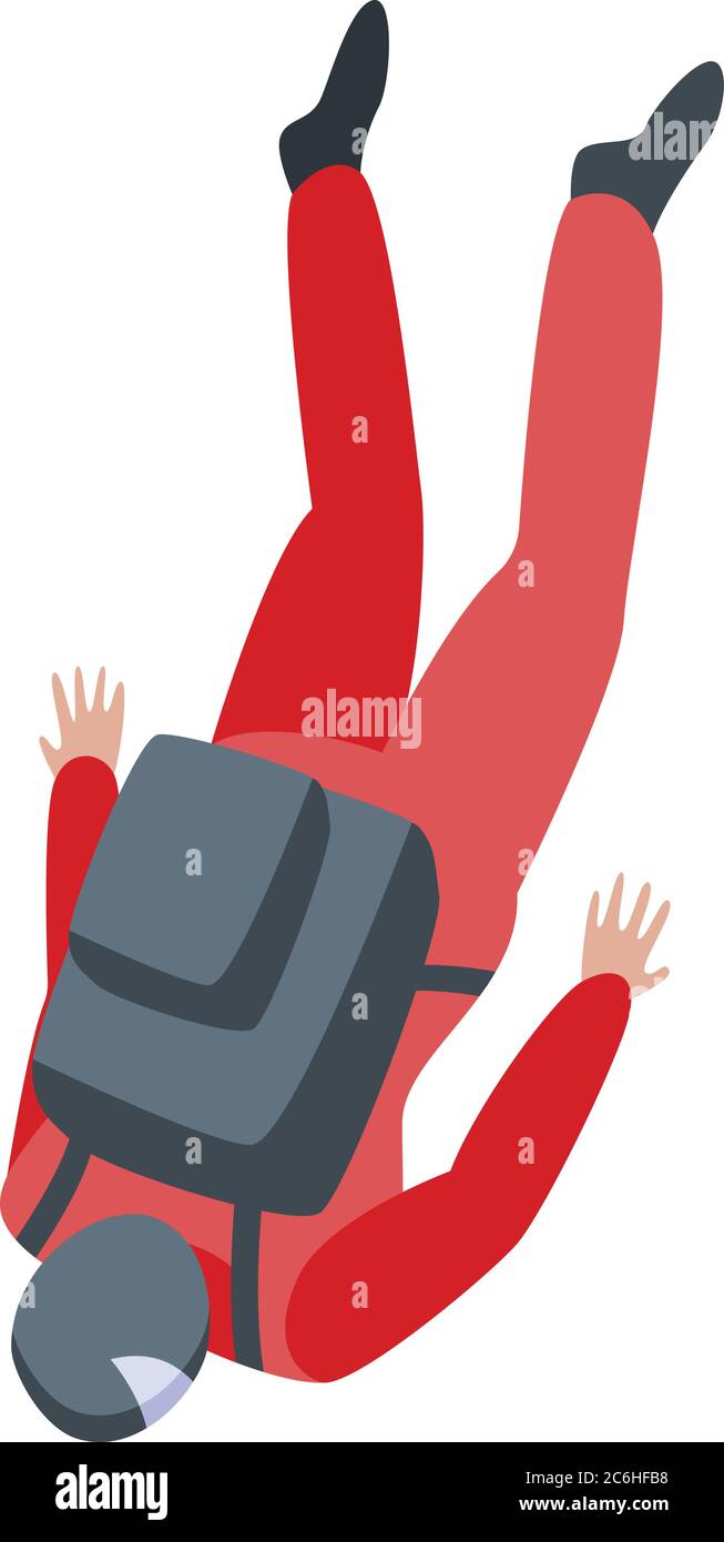 Parachuter fall icon, isometric style Stock Vector
