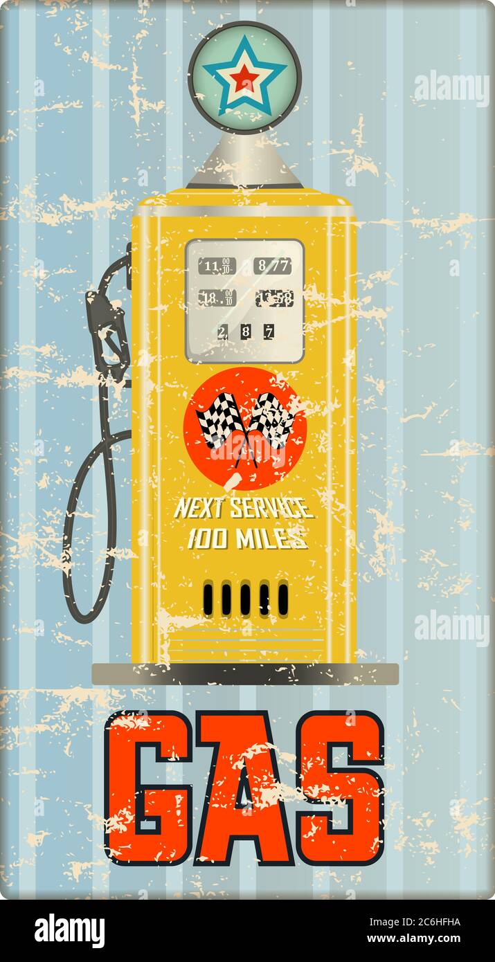 vintage route 66 gas sation sign, retro style vector illustration