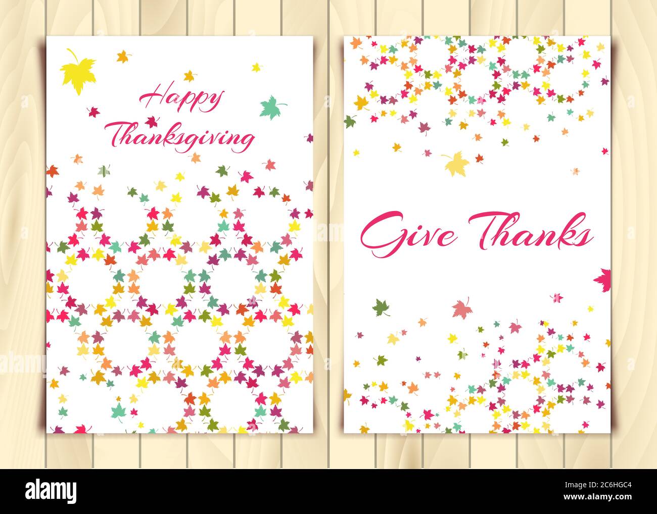 Vector set of thanksgiving holidays greeting card with handwritten ...