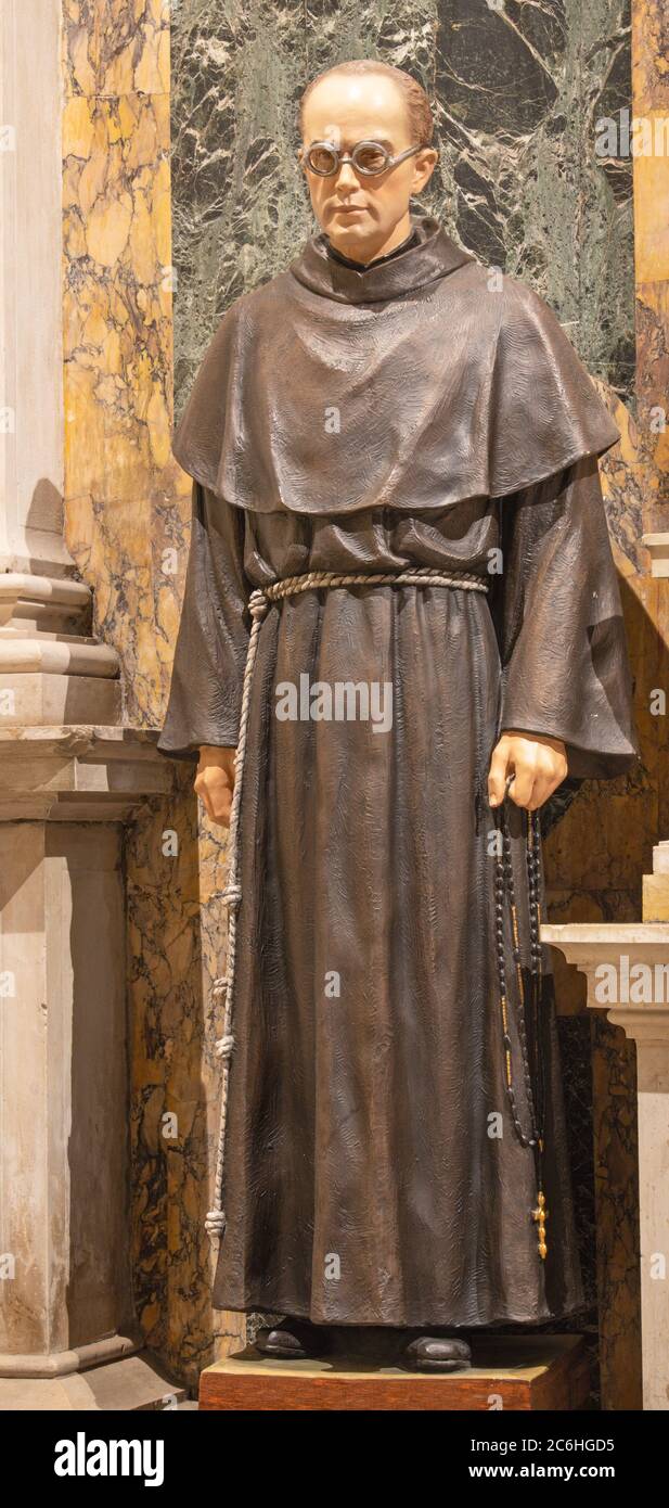 RAVENNA, ITALY - JANUARY 27, 2020: The statue of martyr St. Maximilian Kolbe in the church Basilica di Sant Francesco. Stock Photo