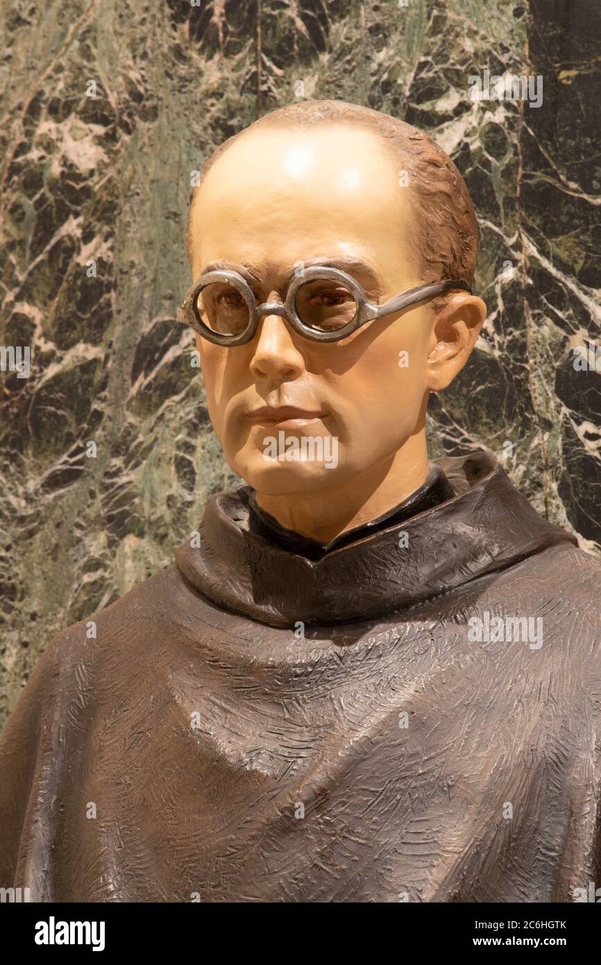 RAVENNA, ITALY - JANUARY 27, 2020: The statue of martyr St. Maximilian Kolbe in the church Basilica di Sant Francesco. Stock Photo