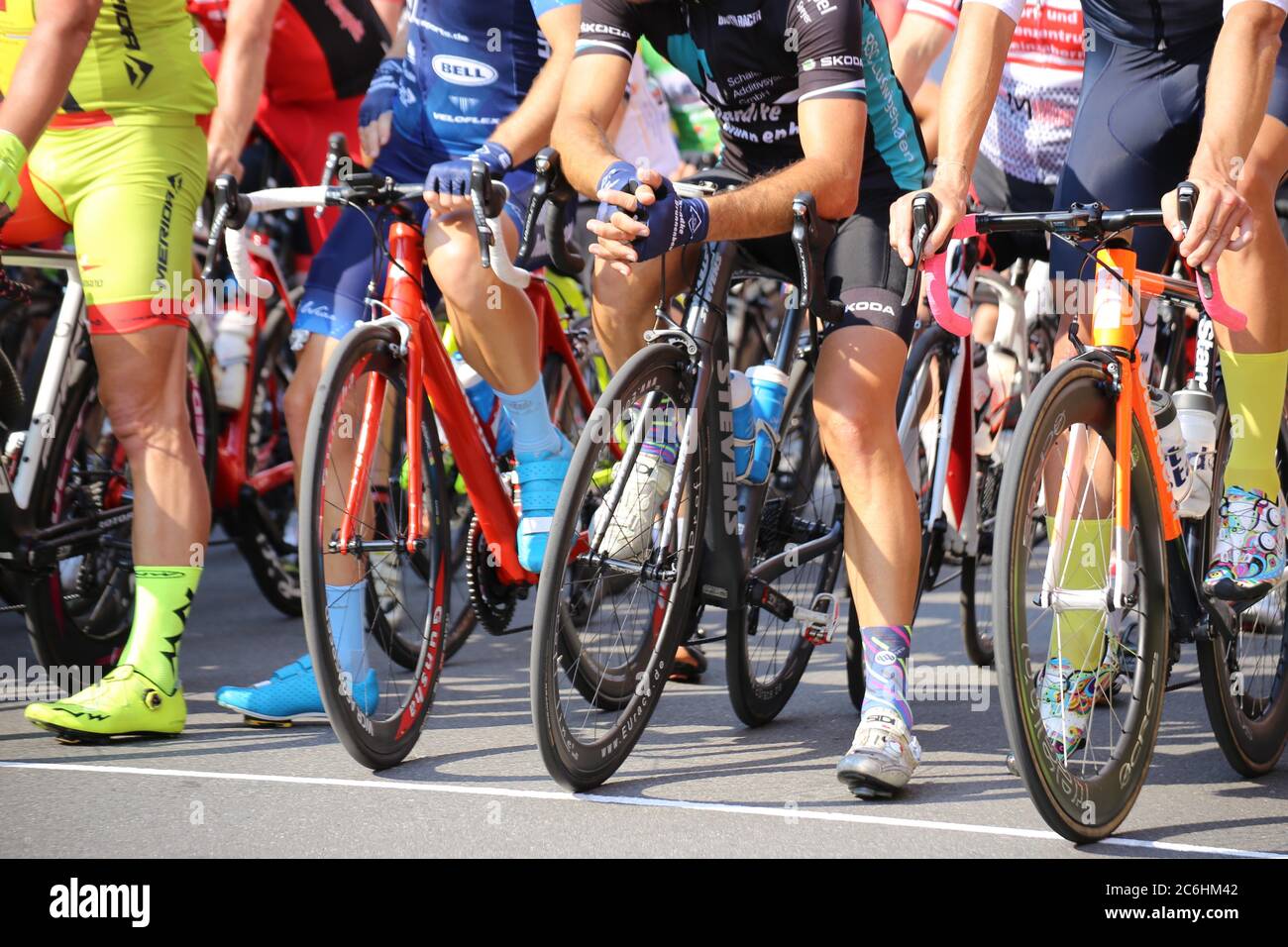 Detaild view of a cycle race (Mutterstadt, Germany) editorial use only Stock Photo