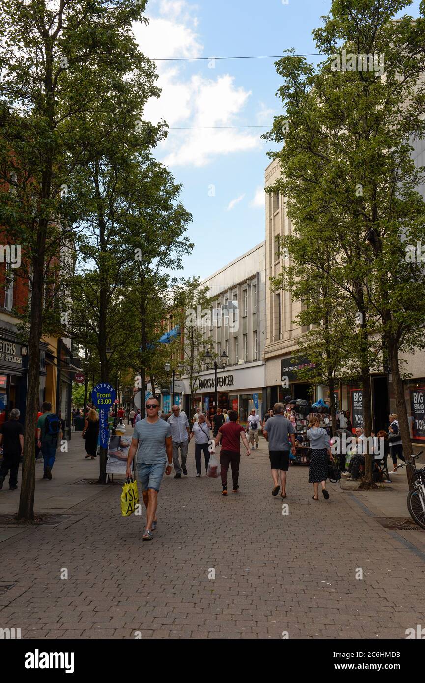 Shoppers in Doncaster town centre during the Covid 19 outbreak in June 2020 Stock Photo