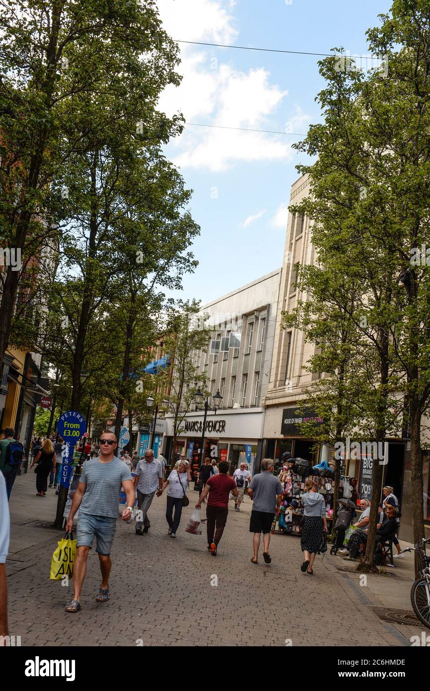 Shoppers in Doncaster town centre during the Covid 19 outbreak in June 2020 Stock Photo