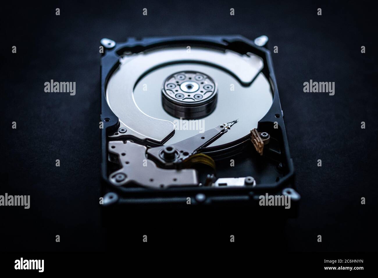 Closeup of hard drive storage disk Stock Photo