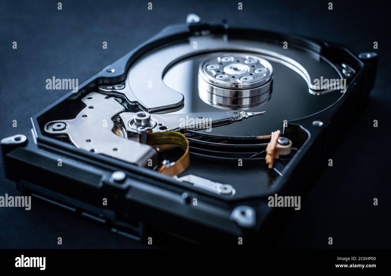 hard drive from the personal computer with reflection effect, closeup Stock Photo