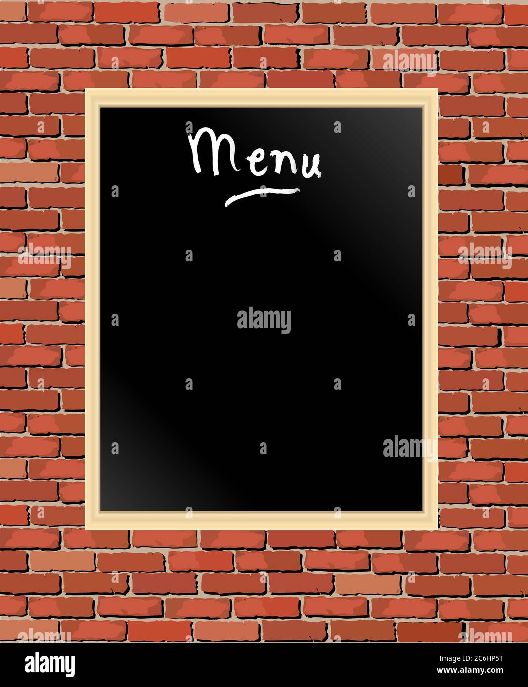 A vector illustration of a 'menu' chalkboard against a brick wall