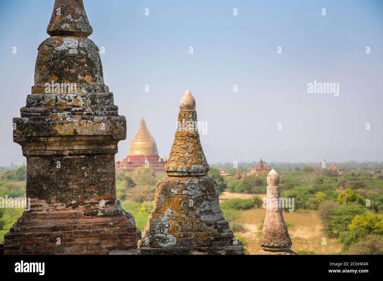 Pagodas and stupas in Old Bagan, Myanmar Stock Photo