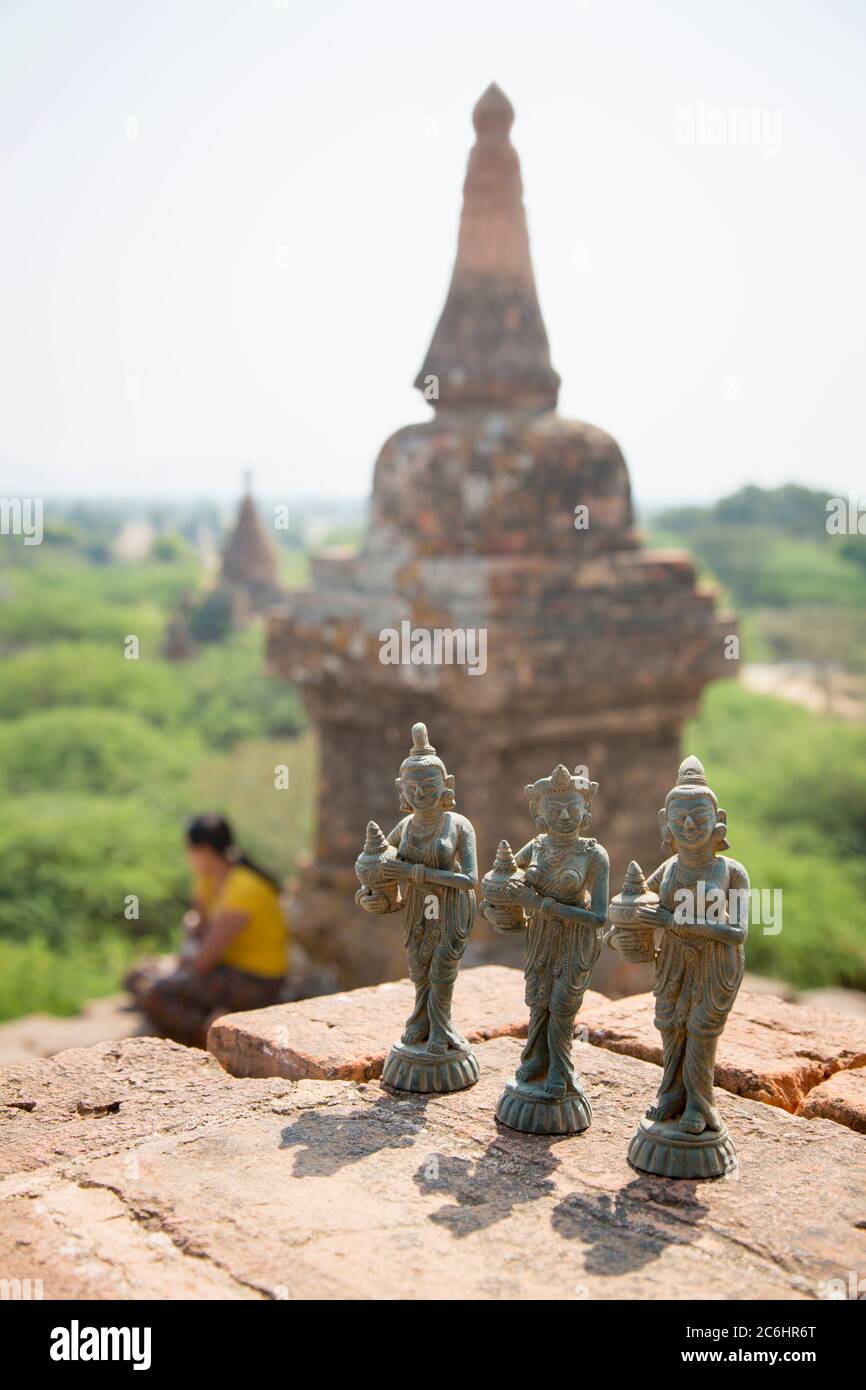 Souvenir figues on display at a temple in Old Bagan, Myanmar Stock Photo
