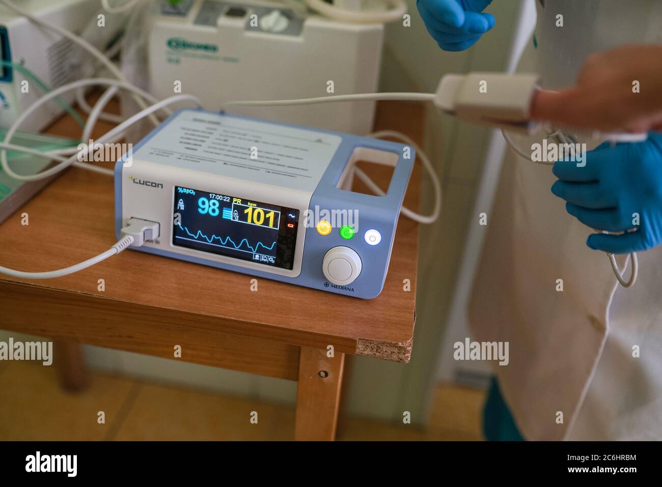 Close Up Handheld Pulse Oximeter Medical Instruments Used To Monitoring  Blood Oxygen in Patients in Emergency Room in Hospital. Stock Image - Image  of watch, blood: 203846429