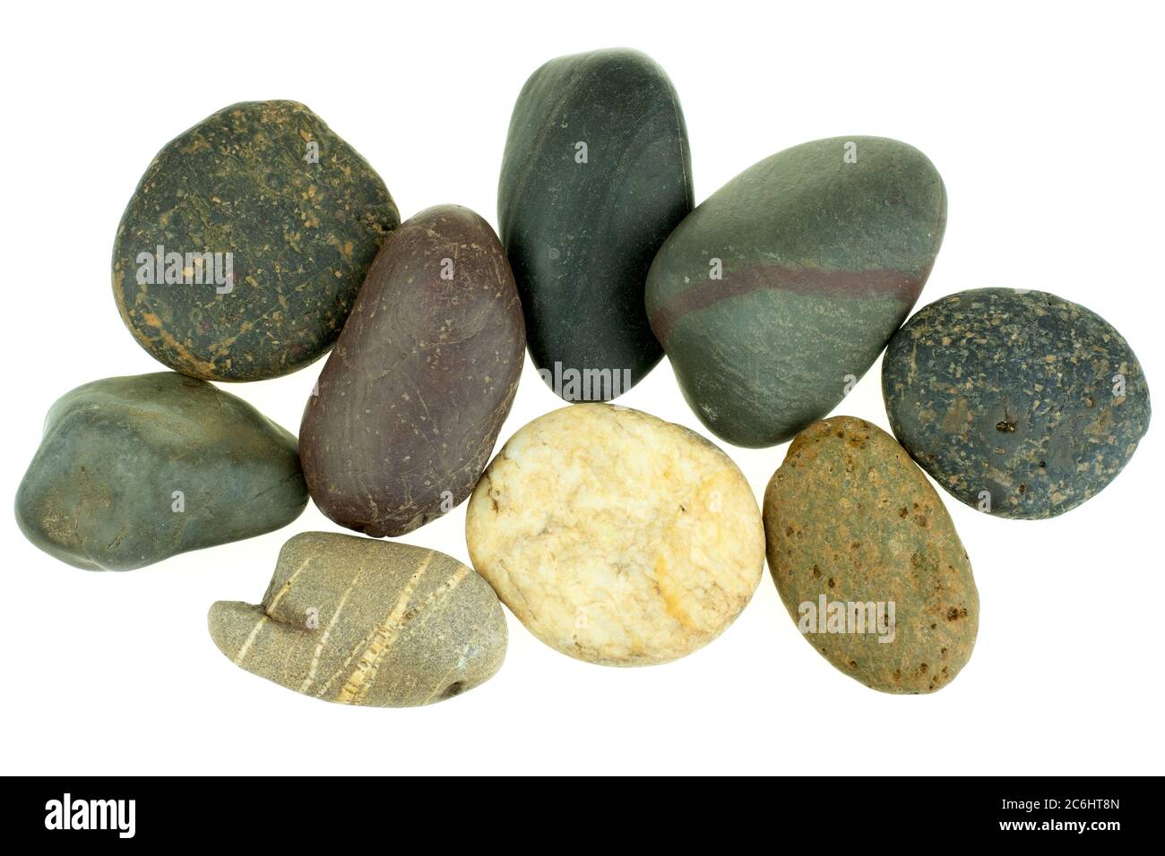 Stack fo rock from river isolated at white background Stock Photo