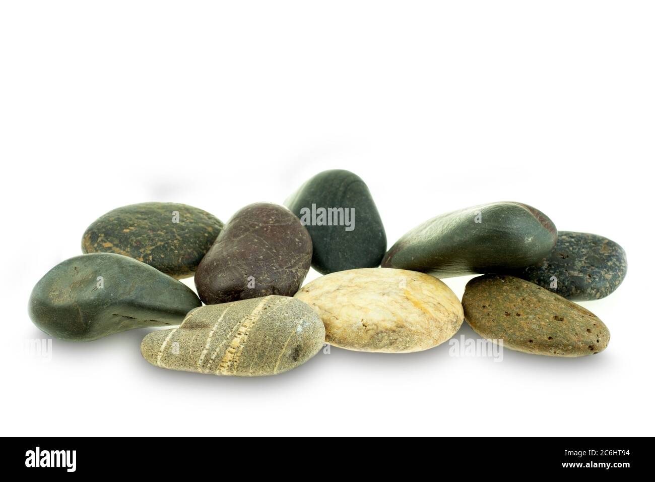 Stack fo rock from river isolated at white background Stock Photo