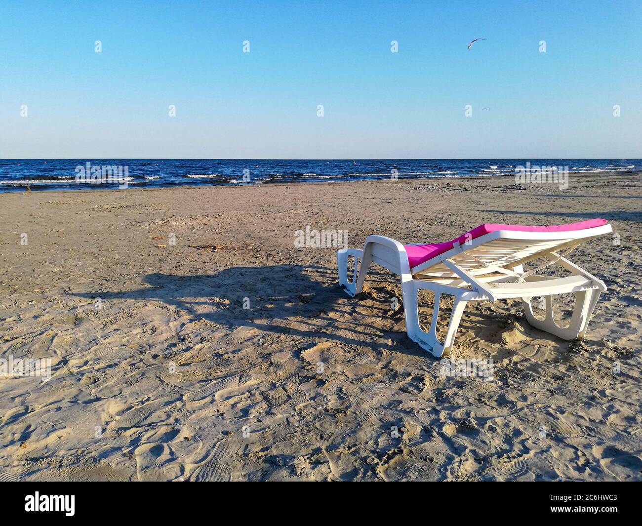 Sulina Beach - the most beautiful wild beach in civilized Romania. Tourists go there for the fine sand and beautiful scenery from the Danube to the Bl Stock Photo