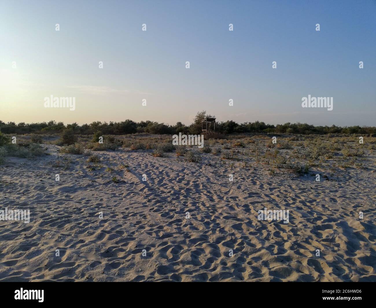 Sulina Beach - the most beautiful wild beach in civilized Romania. Tourists go there for the fine sand and beautiful scenery from the Danube to the Bl Stock Photo