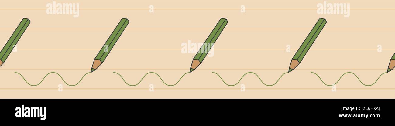 green pencil crayon seamless vector border print Stock Vector