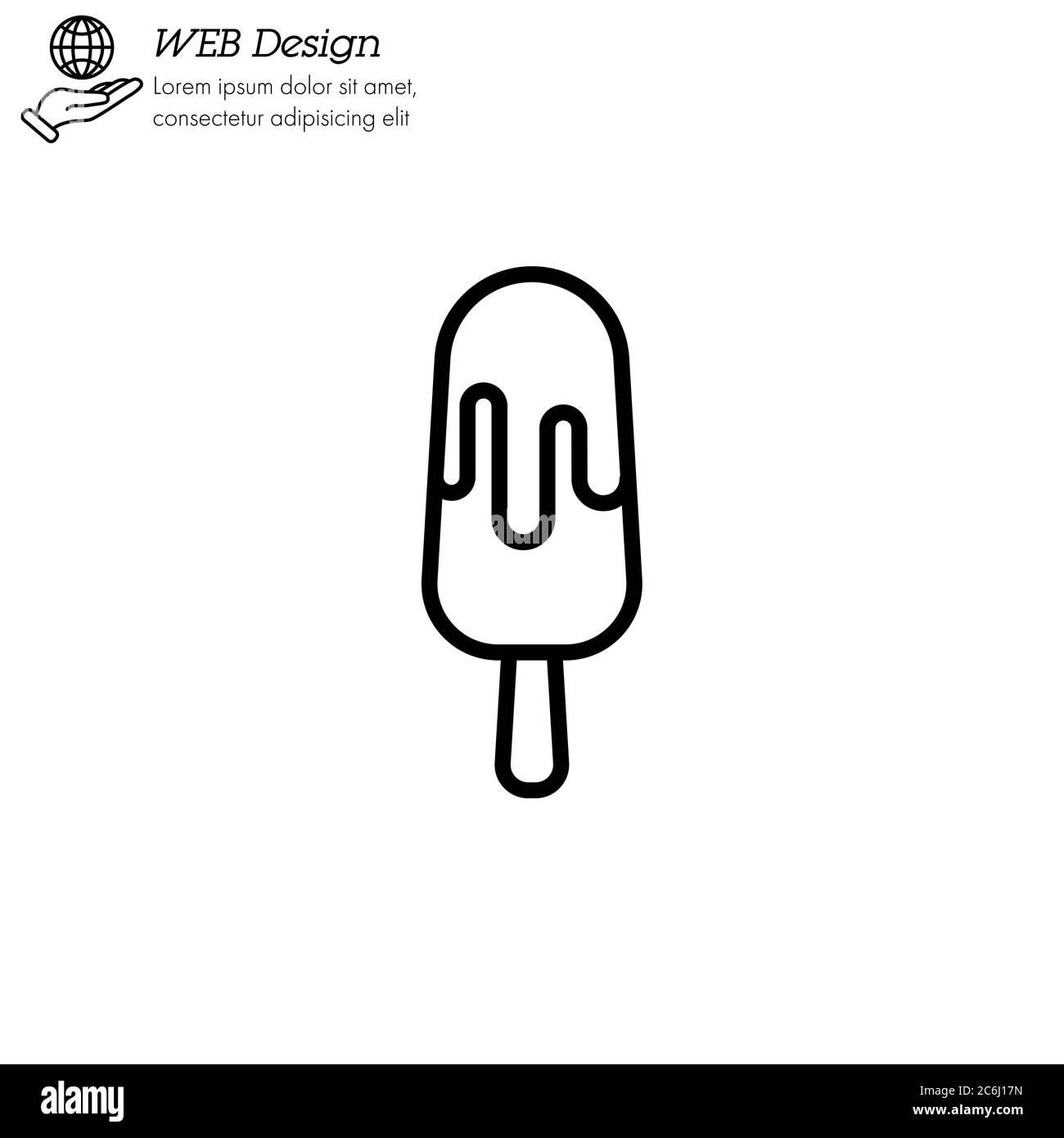 Ice lolly, ice cream icon thin line, linear, outline. Simple sign, logo