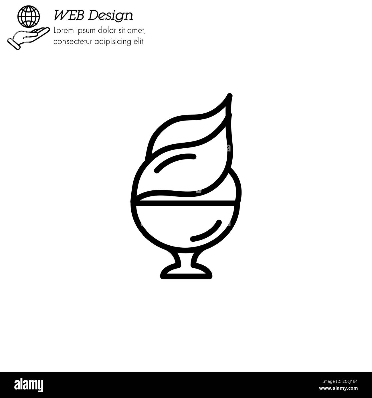 Ice cream in cup icon thin line, linear, outline. dessert or sweetness ...