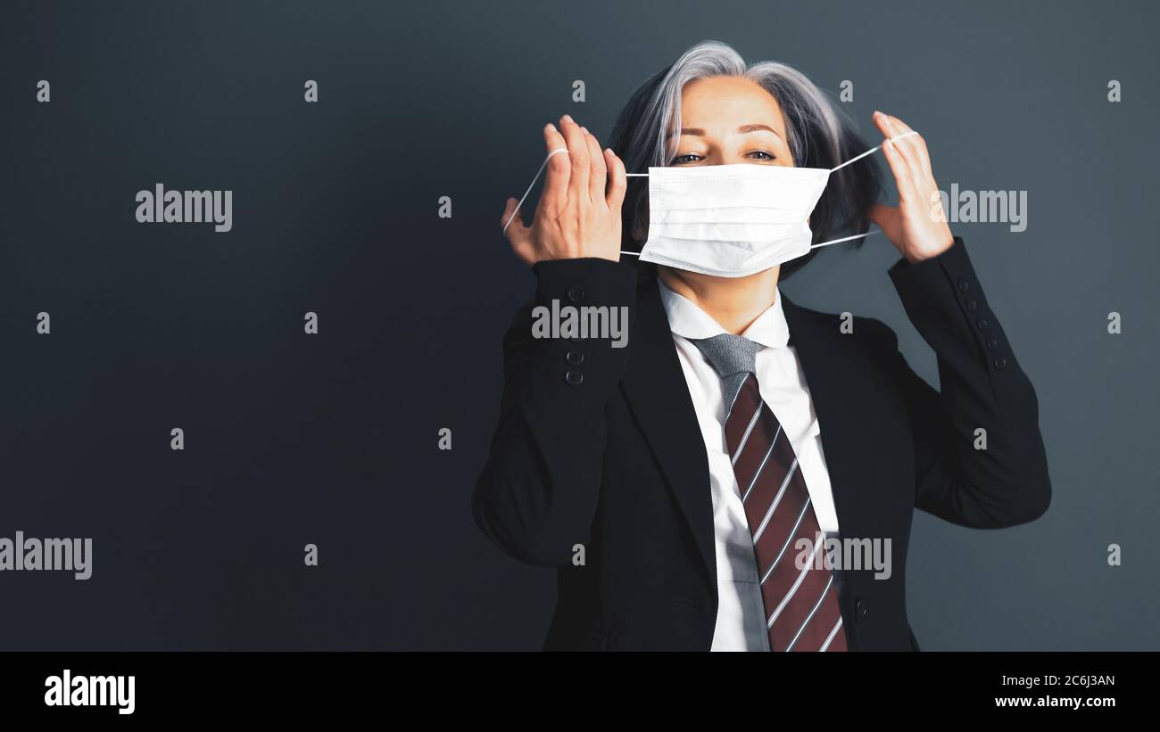 Close up woman in respirator hi-res stock photography and images - Alamy
