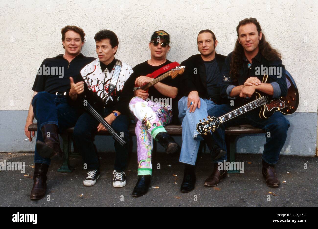 Goldene Schlagerparade, Musikshow, Deutschland 1992, Gaststar: Band 'Spider Murphy Gang' mit Sänger Günther Sigl (2. v. l.) Stock Photo