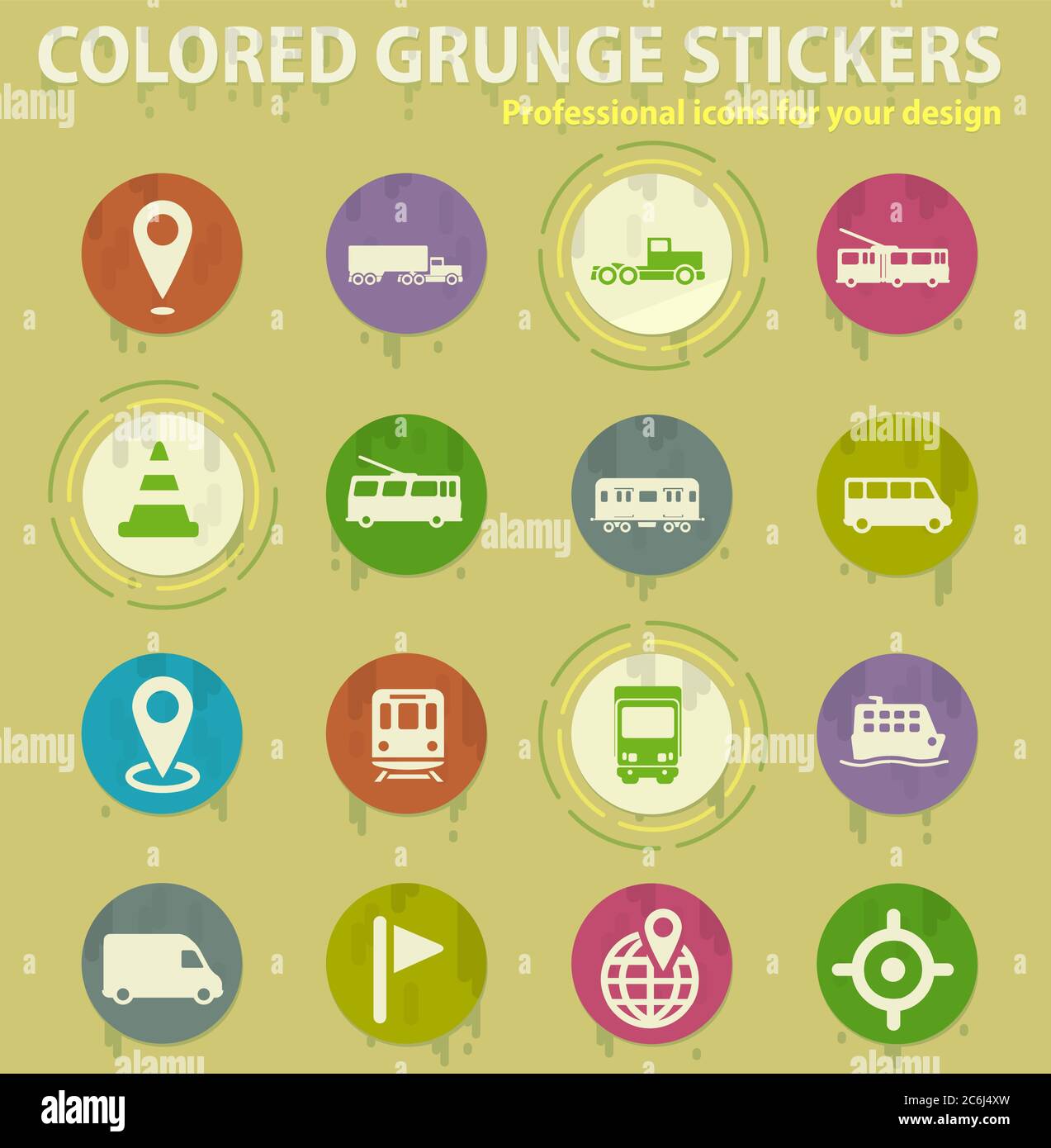 Navigation colored grunge icons Stock Vector