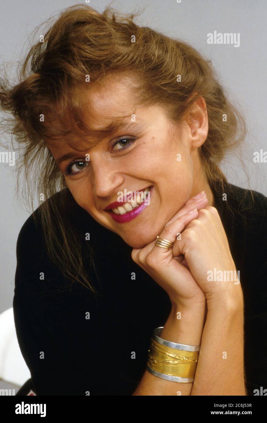 Moderatorenteam der Unterhaltungsshow 'Spruchreif', Deutschland 1987 - 1989: Andrea Wilke Stock Photo
