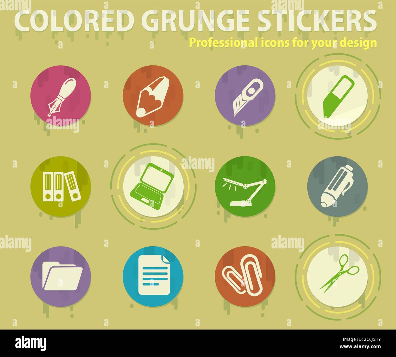 Office colored grunge icons Stock Vector Image & Art - Alamy