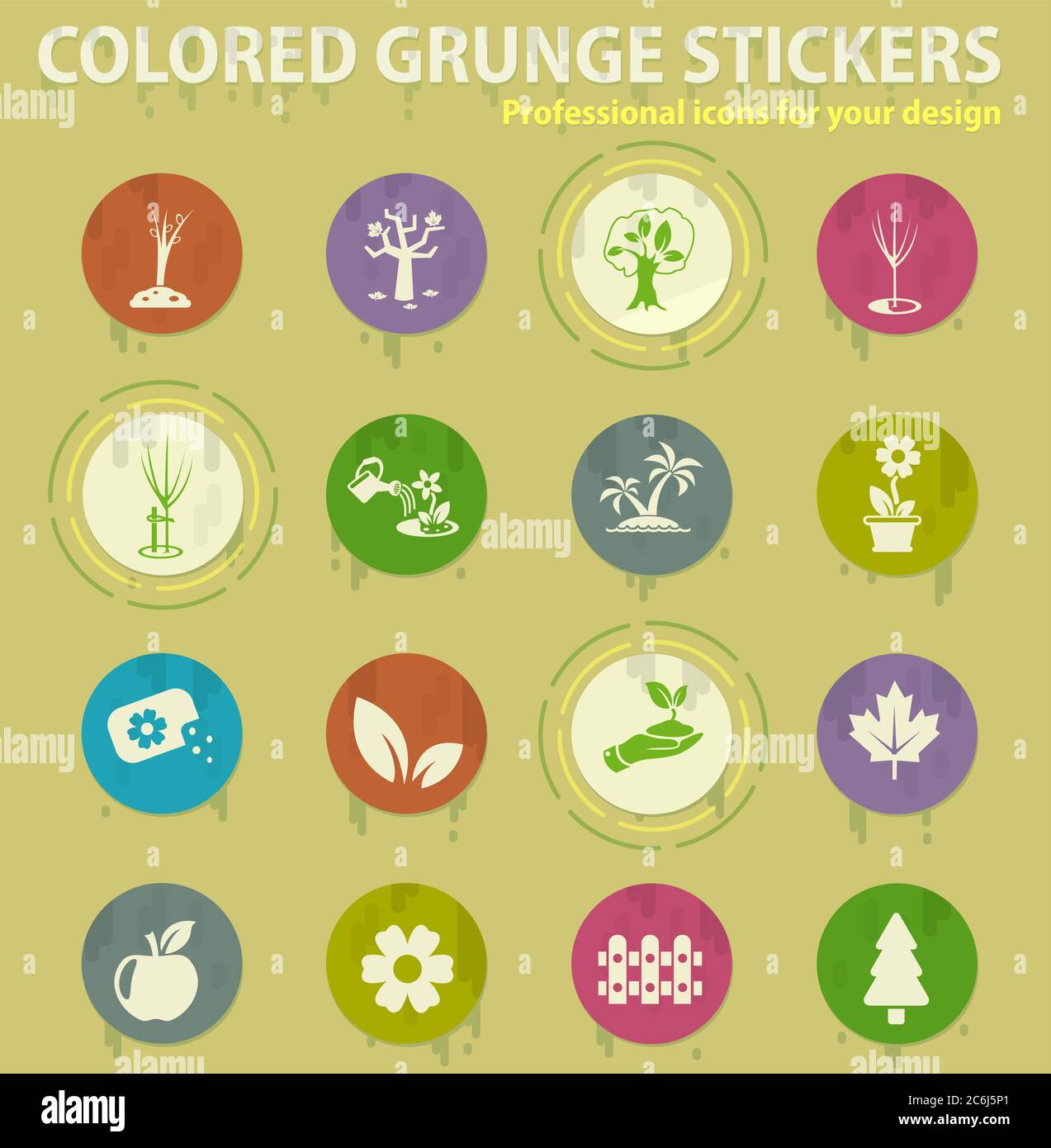 plants tools colored grunge icons Stock Vector Image & Art - Alamy