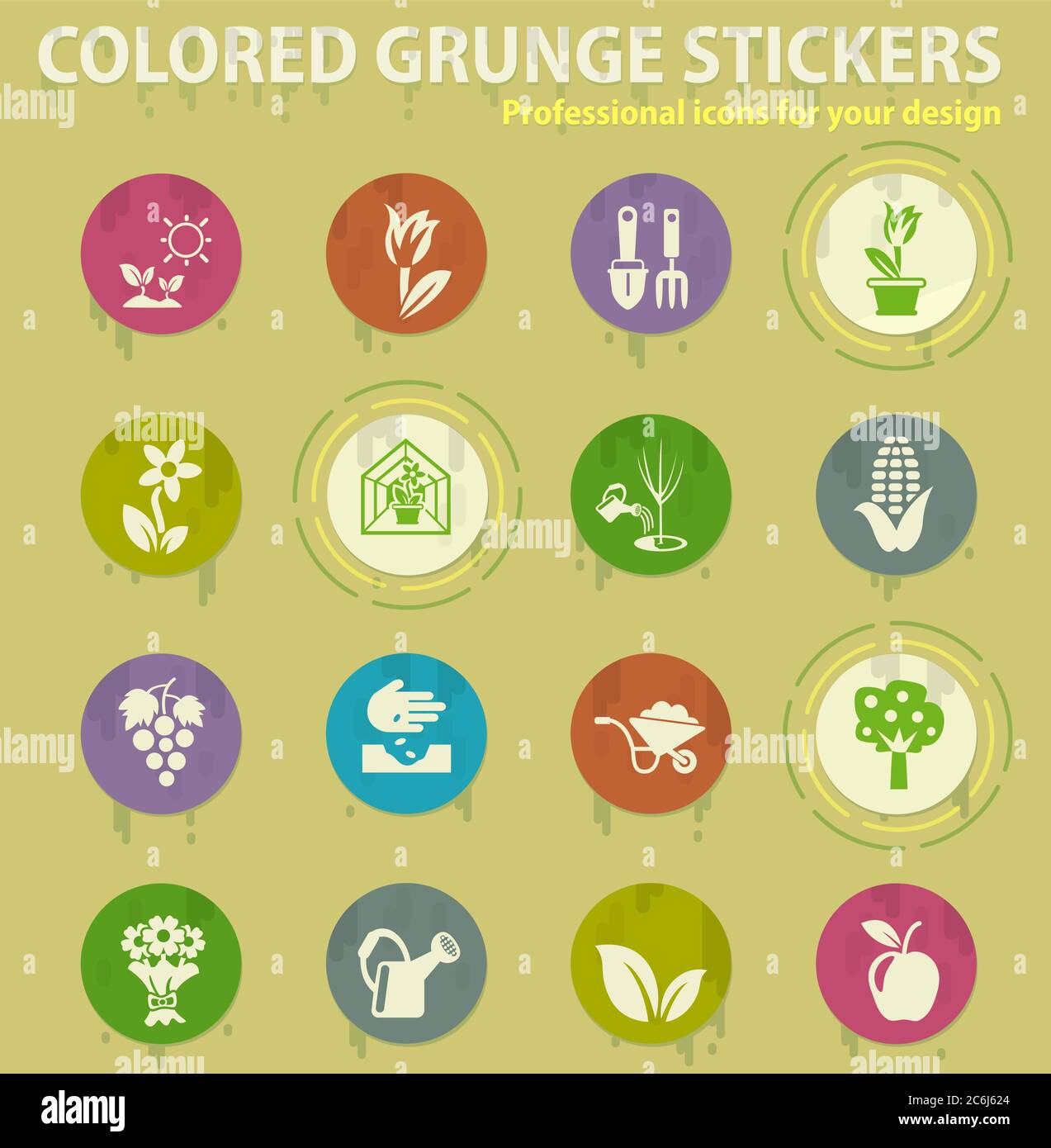 plants tools colored grunge icons Stock Vector Image & Art - Alamy