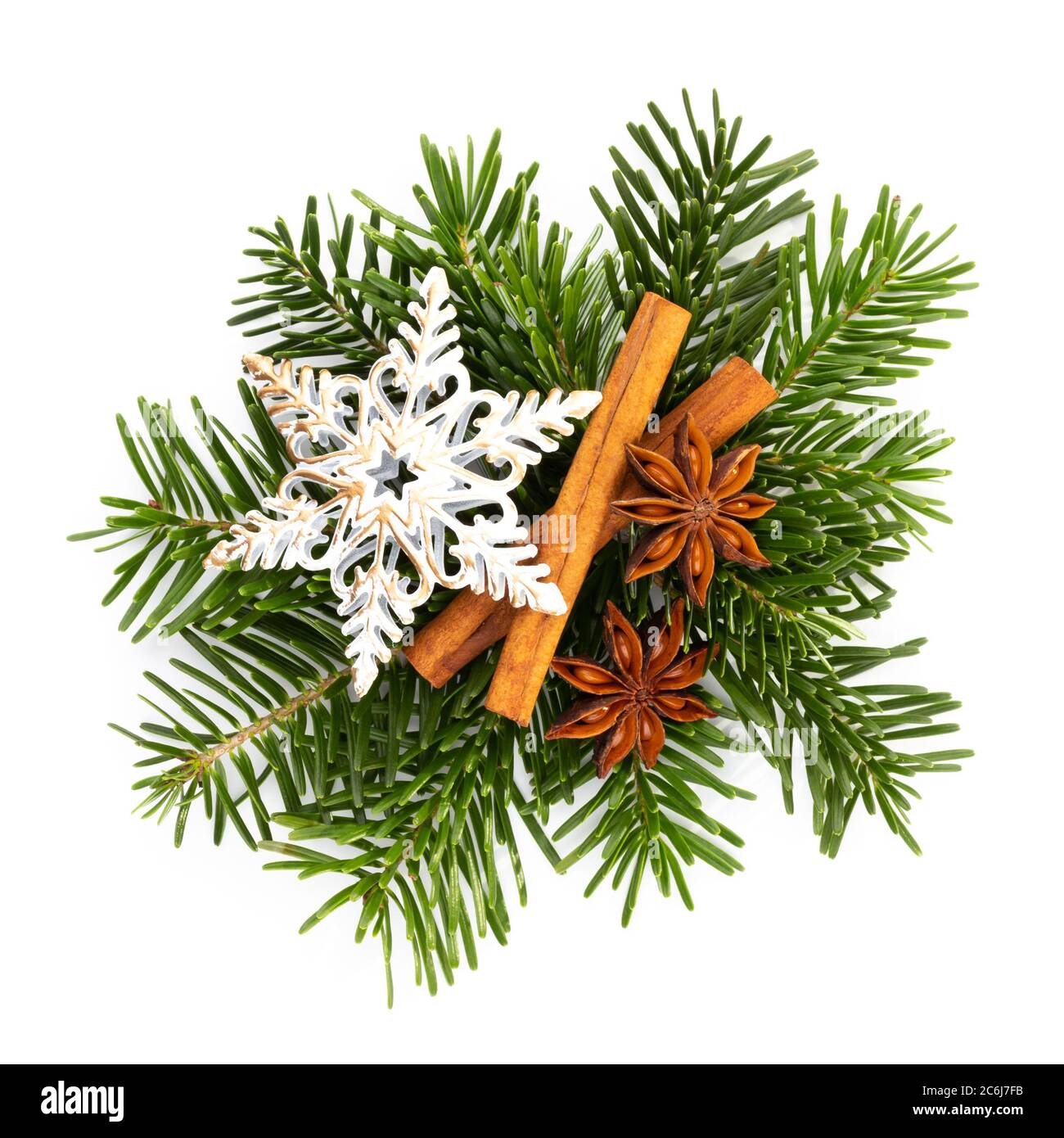 Pine cones and fir tree branch on a white background Stock Photo - Alamy