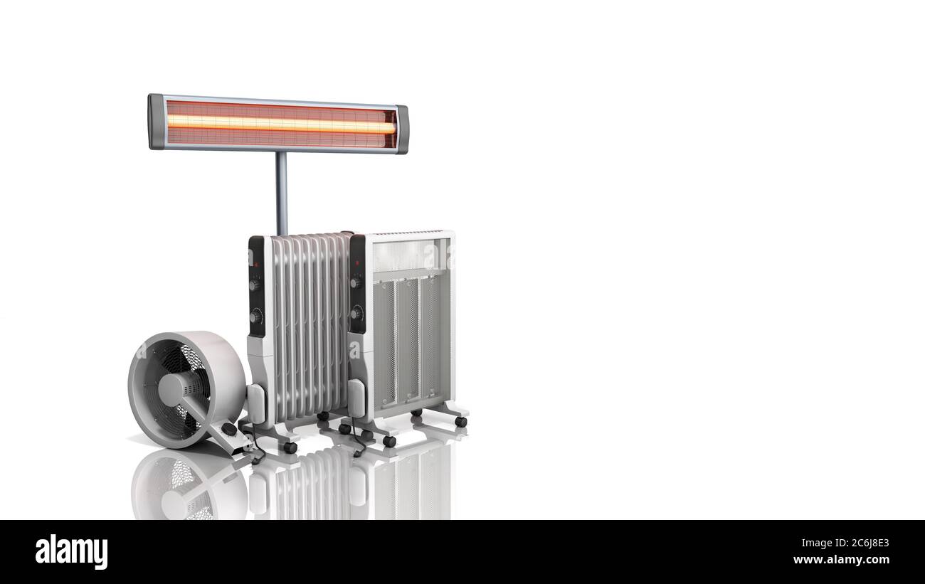 Heating devices Convection fan oilfilled and infrared heaters 3D