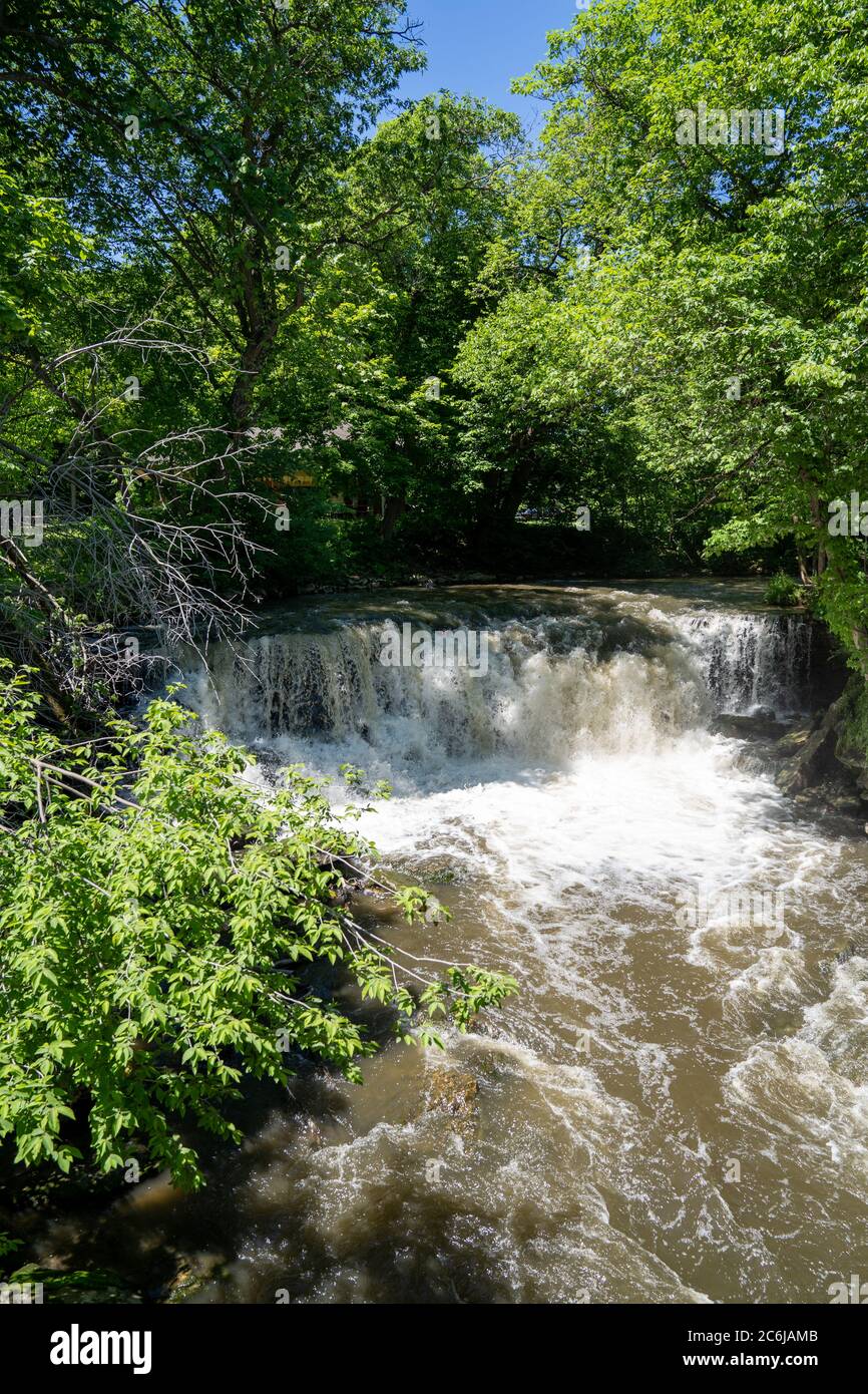 View of the upper falls of Minneopa Falls waterfall at Minneopa State