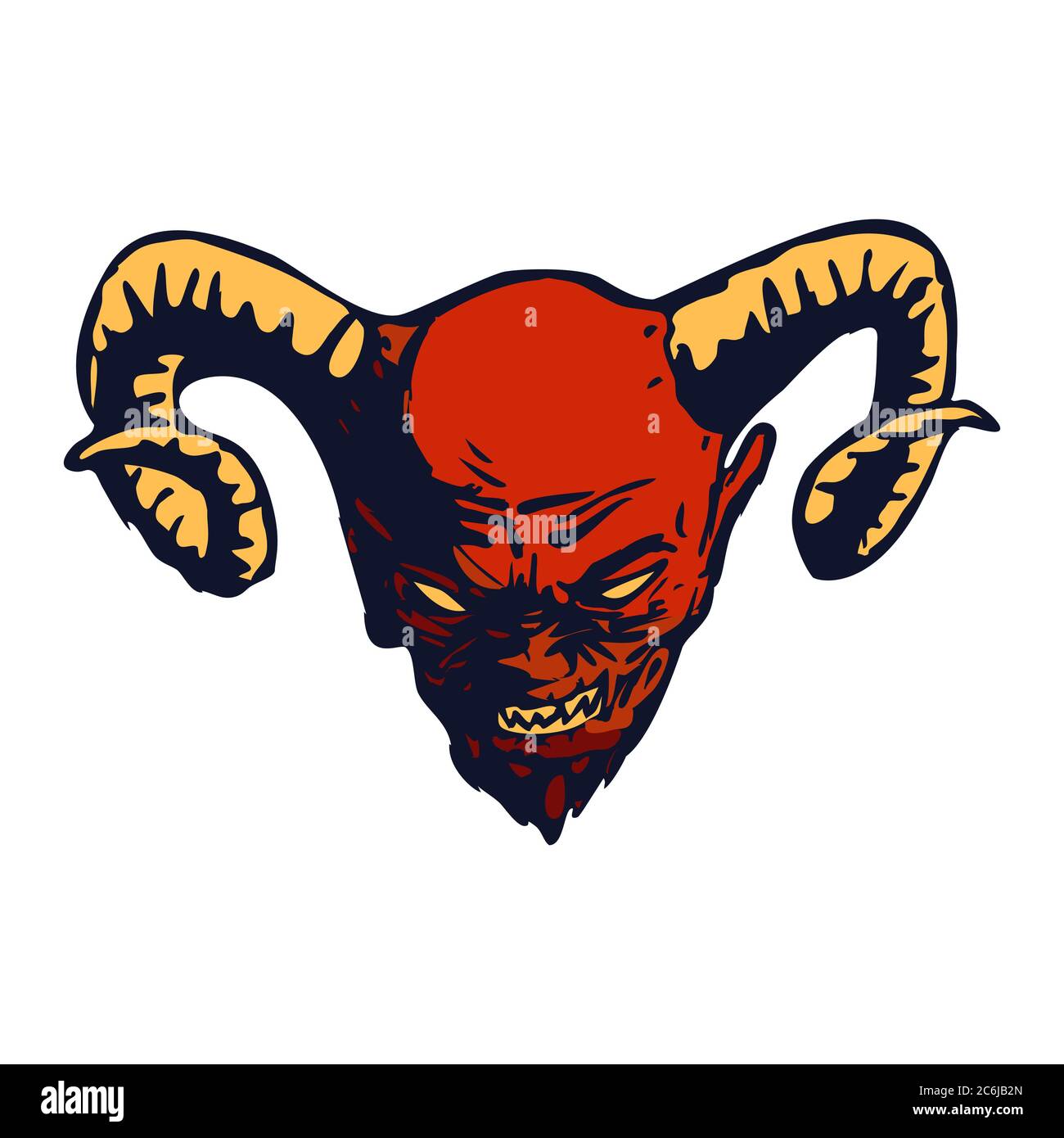 Red, black and white devil SPOTSOUND mascot 