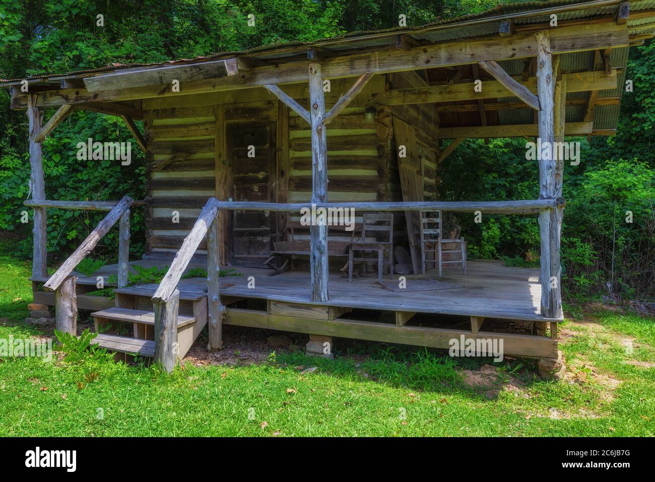 French Camp, Mississippi, USA June 18, 2020 An old log cabin on the