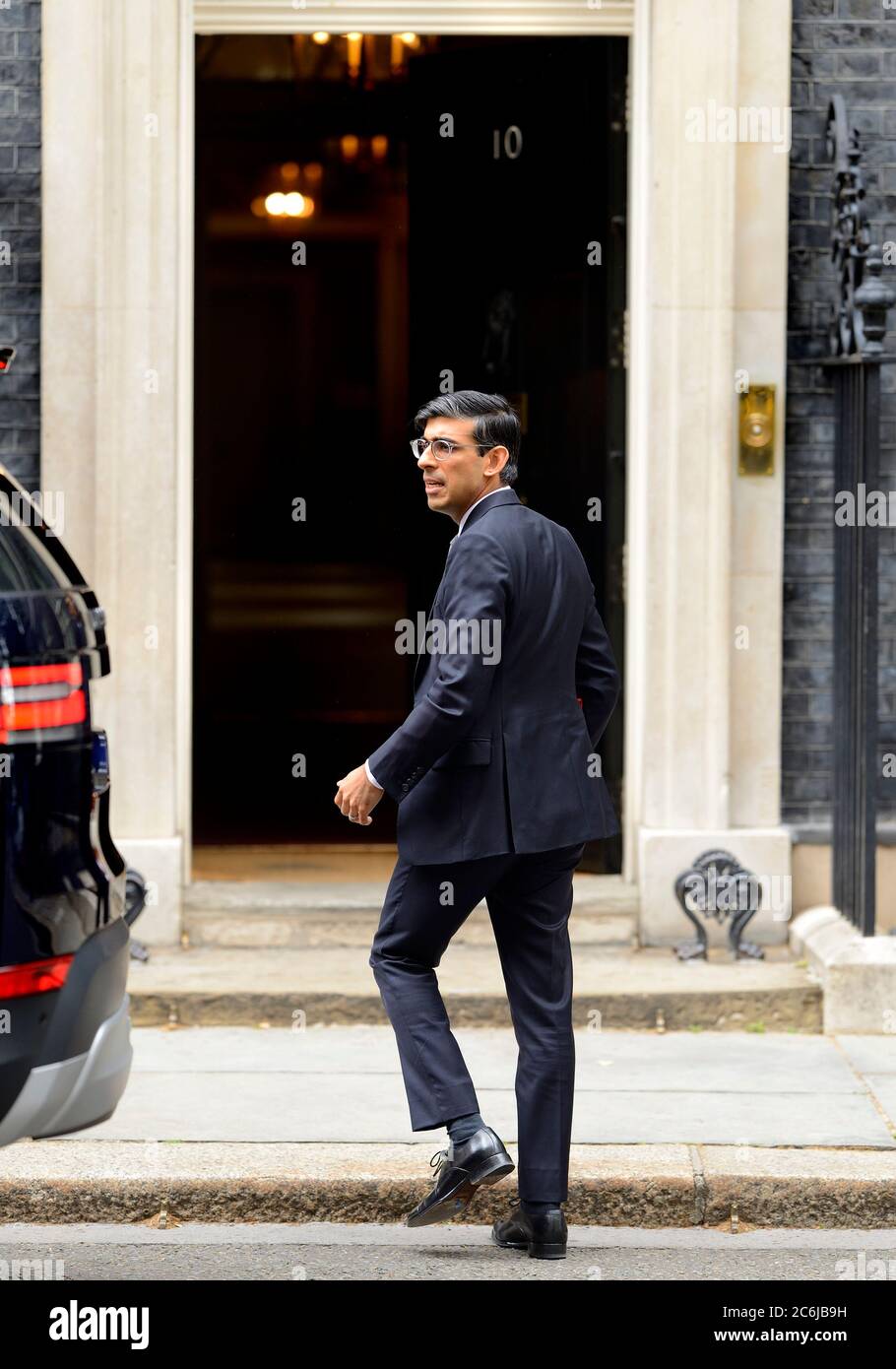 Rishi Sunak MP - Chancellor of the Exchequer - arriving in Downing Street after answering Treasury Questions in Parliament, 7th July 2020 Stock Photo