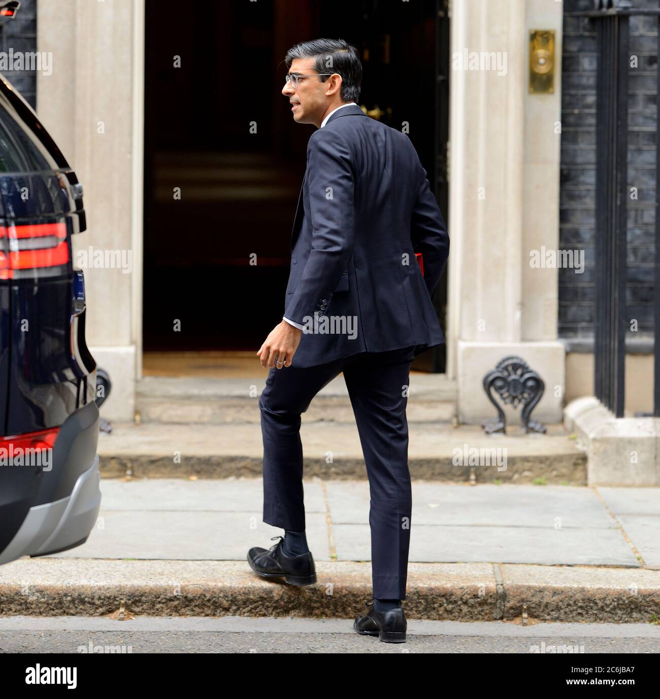 Rishi Sunak MP - Chancellor of the Exchequer - arriving in Downing Street after answering Treasury Questions in Parliament, 7th July 2020 Stock Photo