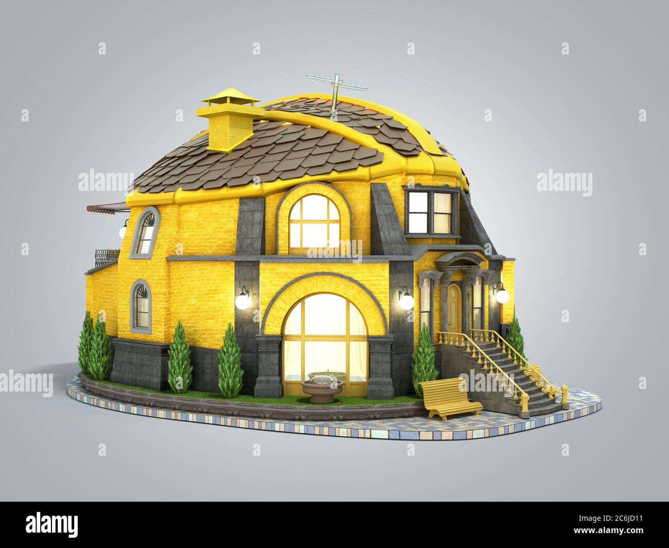 construction concept house in the form of a construction helmet 3d ...