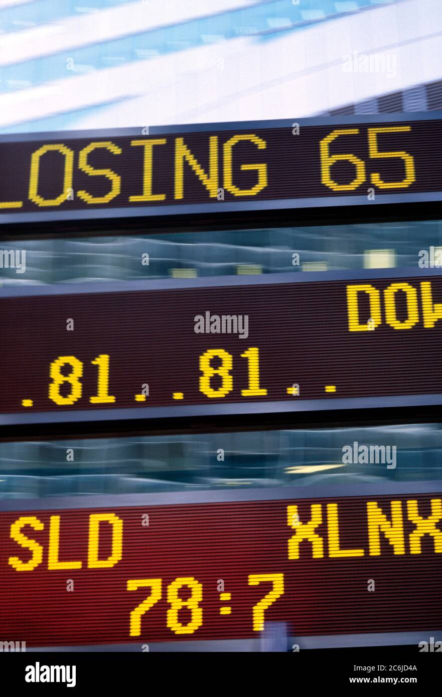 Electronic Stock Ticker Display In Times Square NYC 1999 Stock Photo 