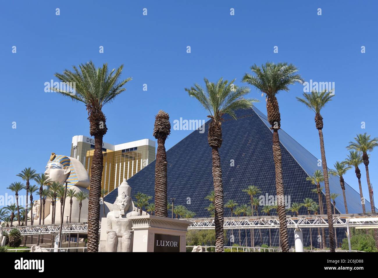 LAS VEGAS, NV 6 JUN 2020 View of the Luxor Las Vegas hotel and casino, including replica of