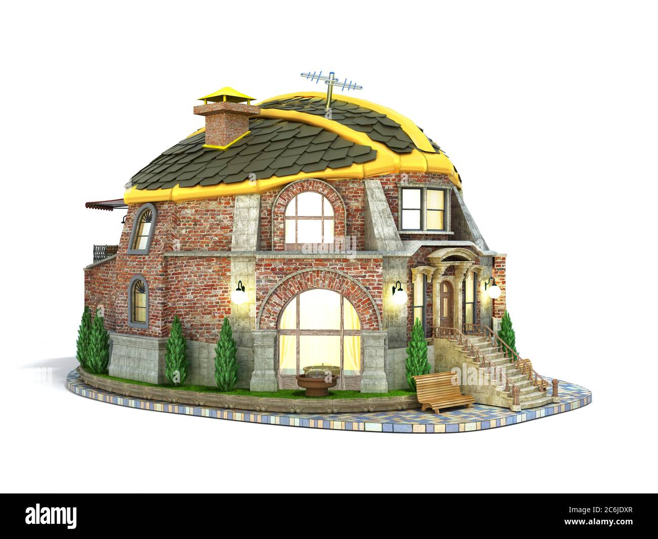 construction concept house in the form of a construction helmet 3d ...