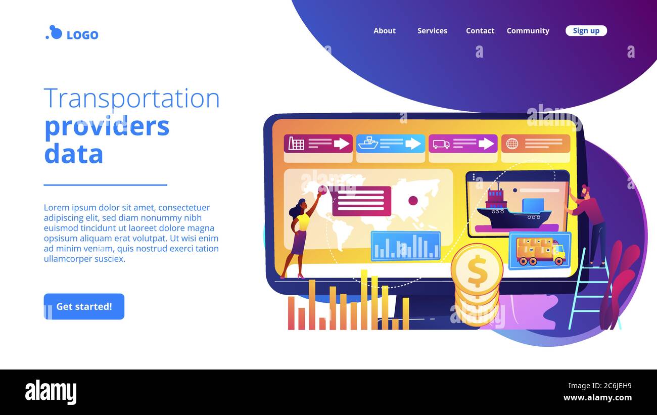 Supply chain analytics concept landing page Stock Vector