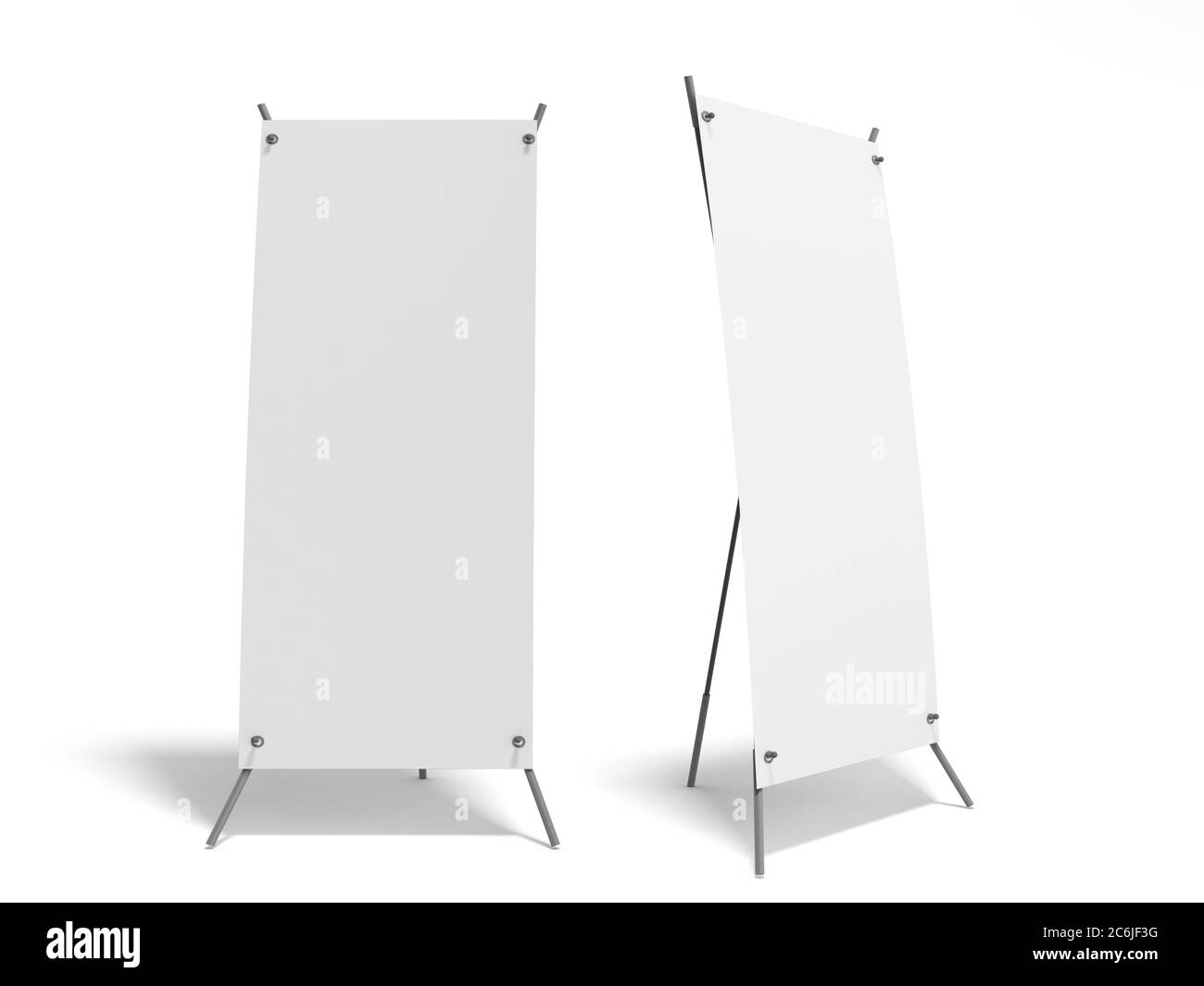 Blank Roll Up Banner 3d Render On White Stock Photo Alamy