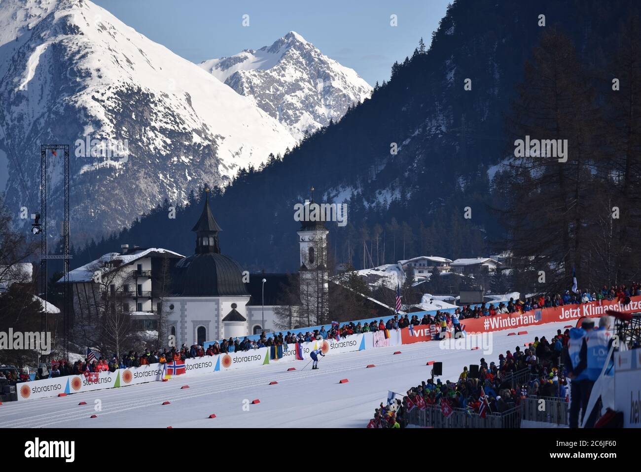 World Cup cross country ski racing at the Nordic World Championships, Seefeld, Austria, 2019. Stock Photo