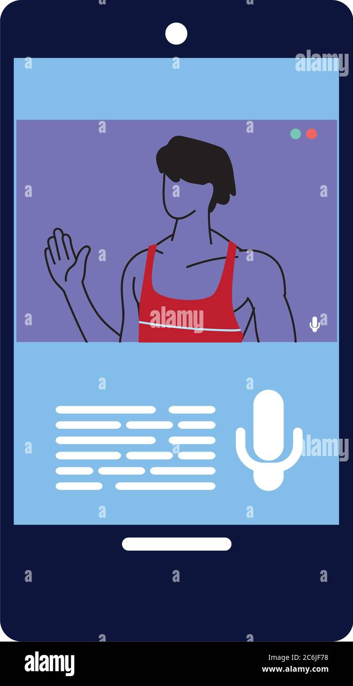 man on video call by smart cell phone vector illustration desing Stock ...