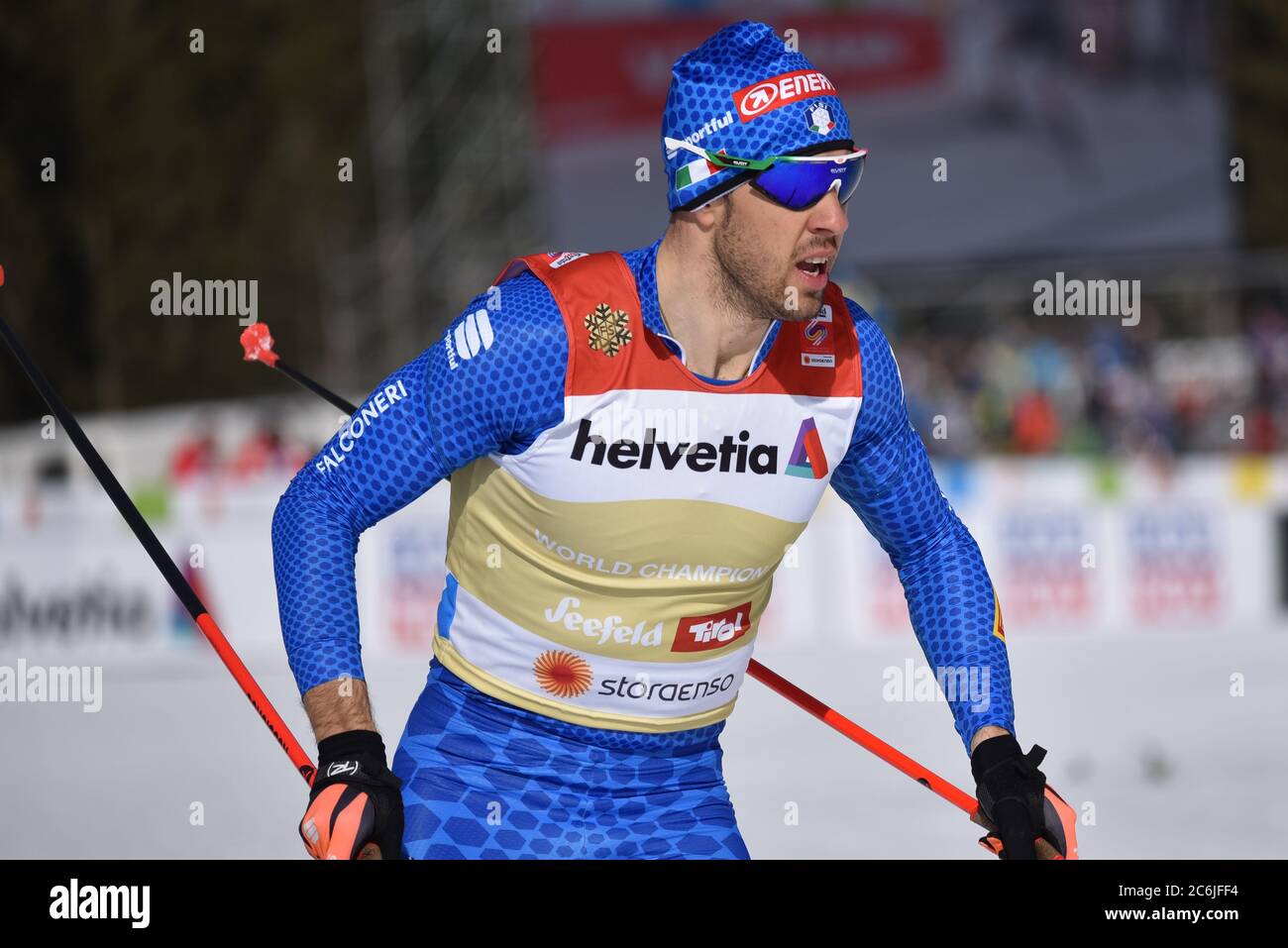 Italy's Frederico Pellegrino in sprint at the 2019 FIS World Nordic Ski  Championships, Seefeld, Austria. Stock Photo