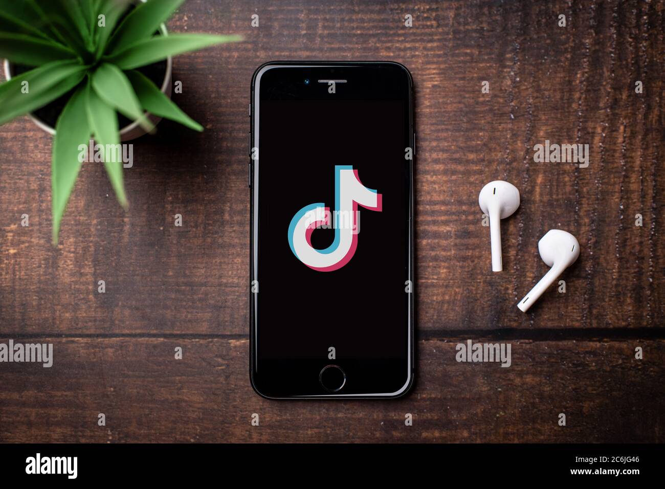 Antalya, TURKEY - July 08, 2020. Smart phone showing Tiktok app logo. Stock Photo