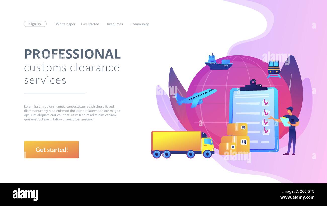 Customs clearance concept landing page Stock Vector