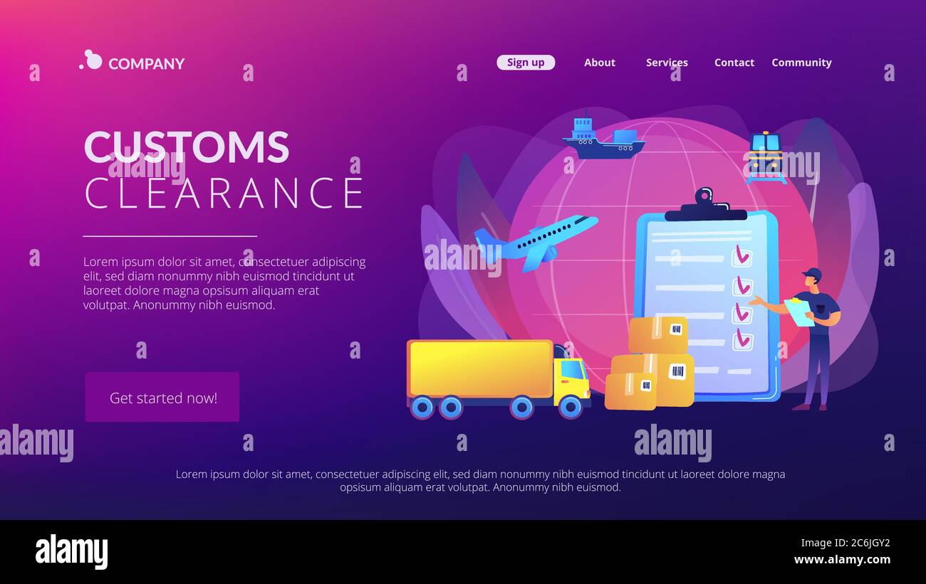 Customs clearance concept landing page Stock Vector